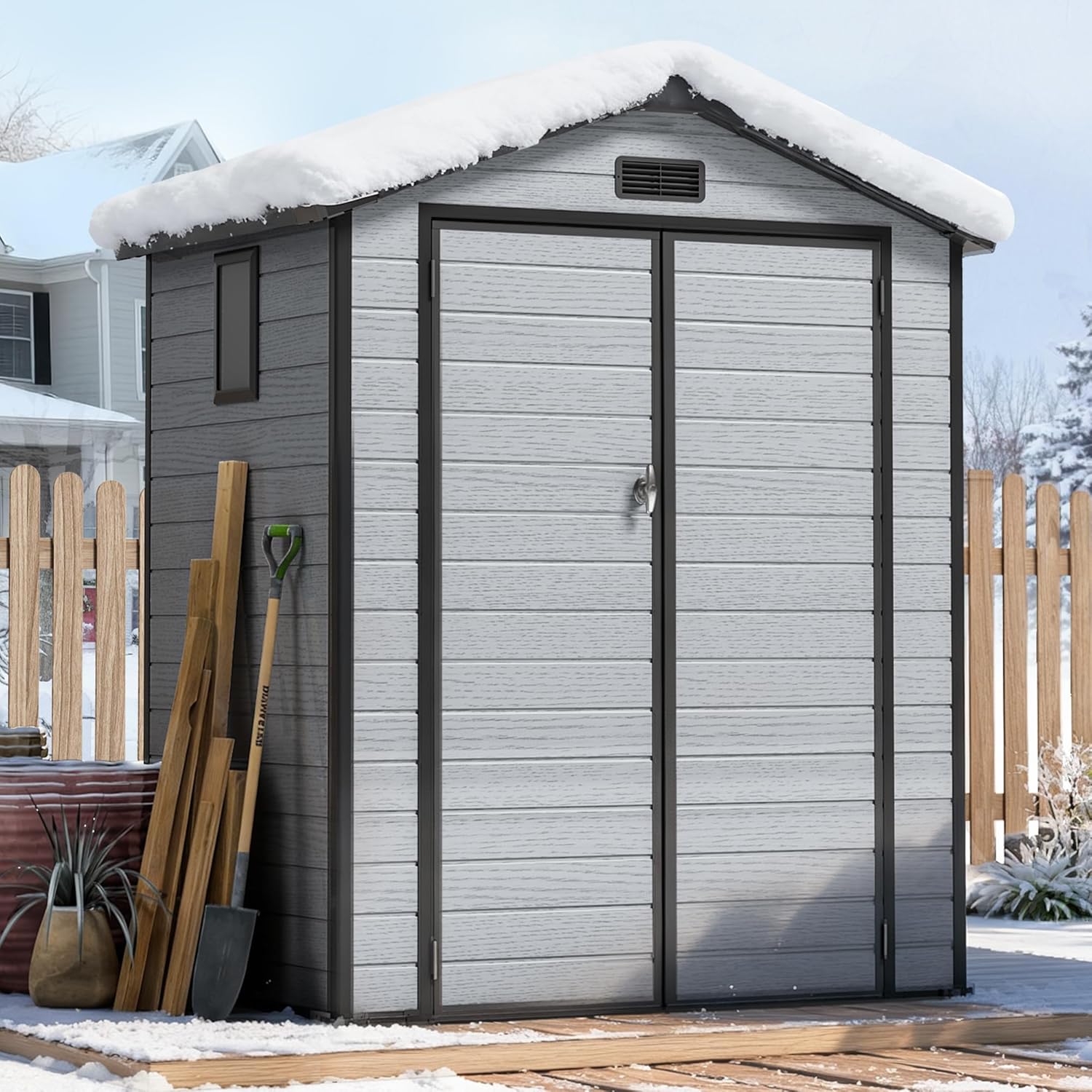 Outdoor Furniture With Storage - 6X4 FT Outdoor Shed, Plastic Storage
