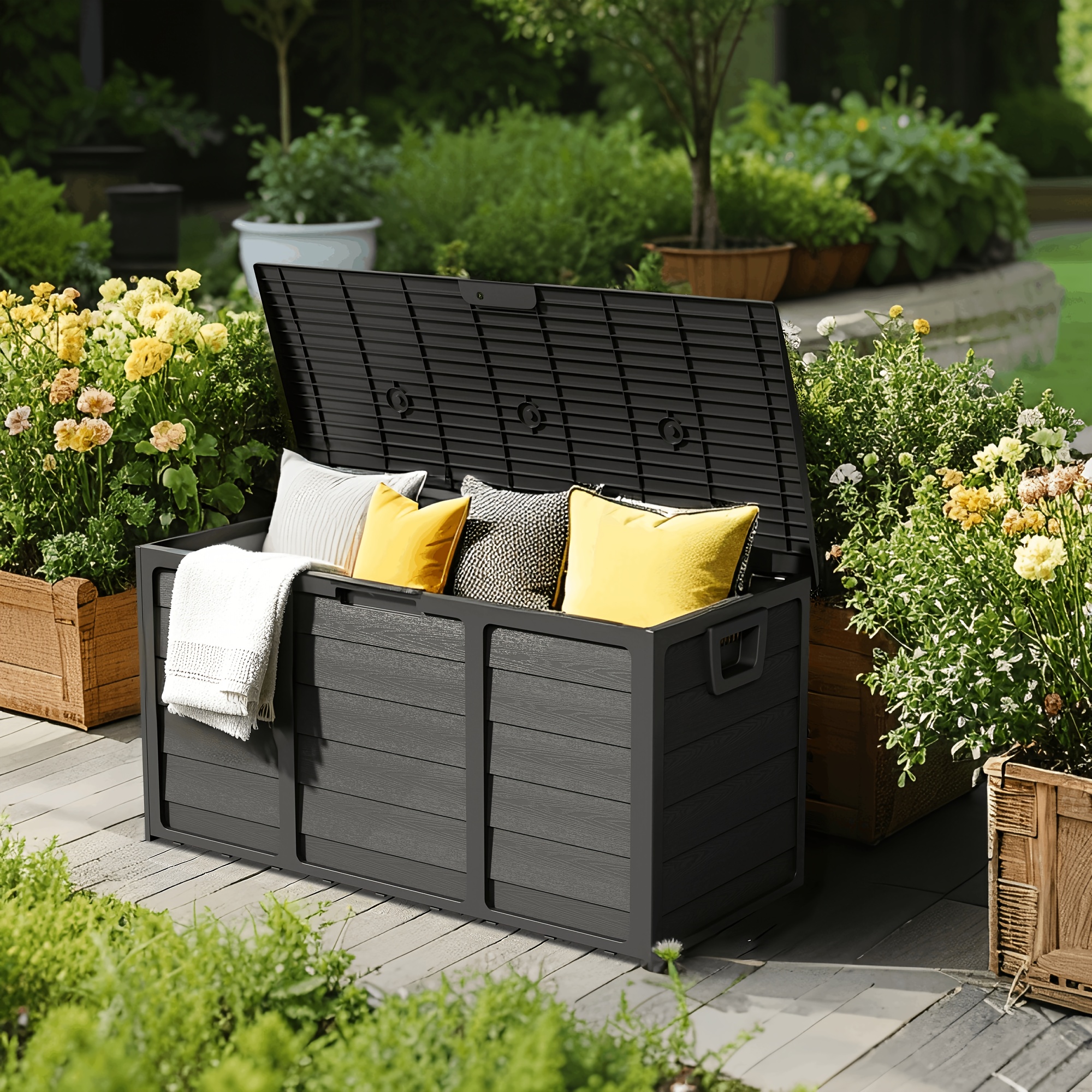Outdoor Furniture With Storage - Weatherproof Resin Storage, 75 Gallon Weatherproof