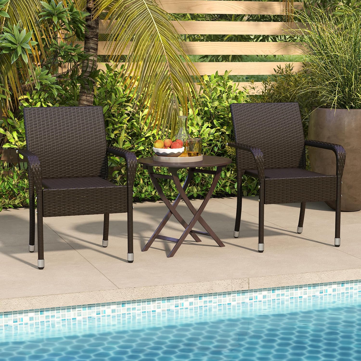 Outdoor Furniture Hdpe - Stackable Outdoor Rattan Dining Chairs All-Weather