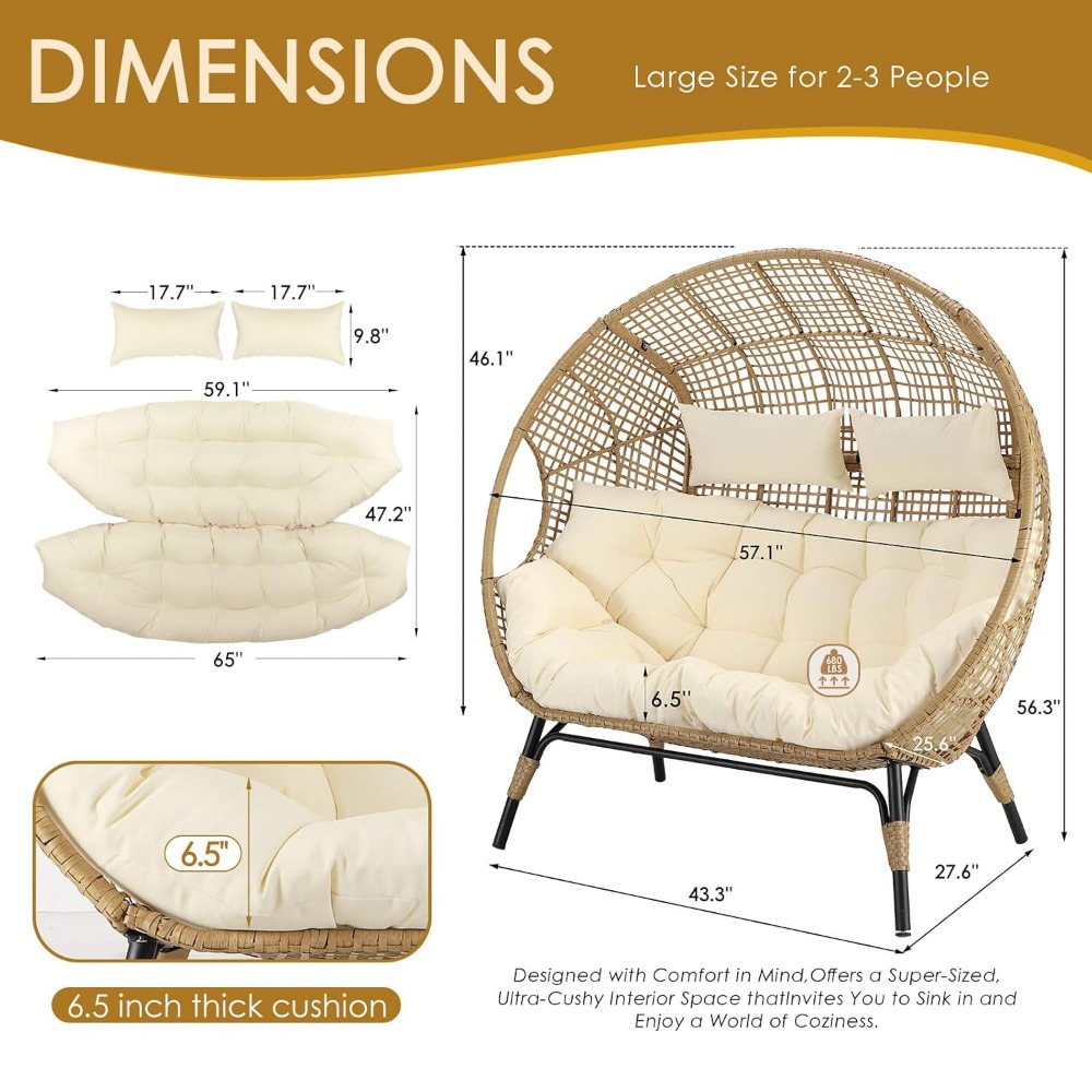 Double Egg Chair Indoor Outdoo – Outdoor Furniture No Cushions Bewertung und Preis