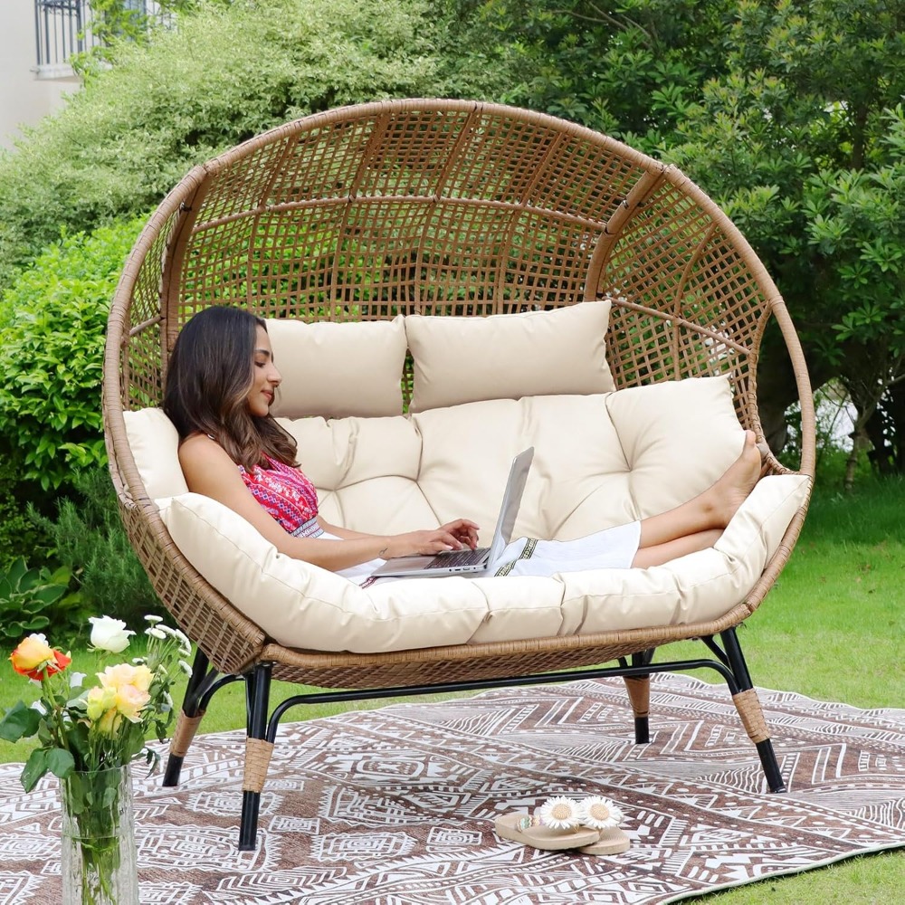 Double Egg Chair Indoor Outdoo – Outdoor Furniture No Cushions Bewertung und Preis