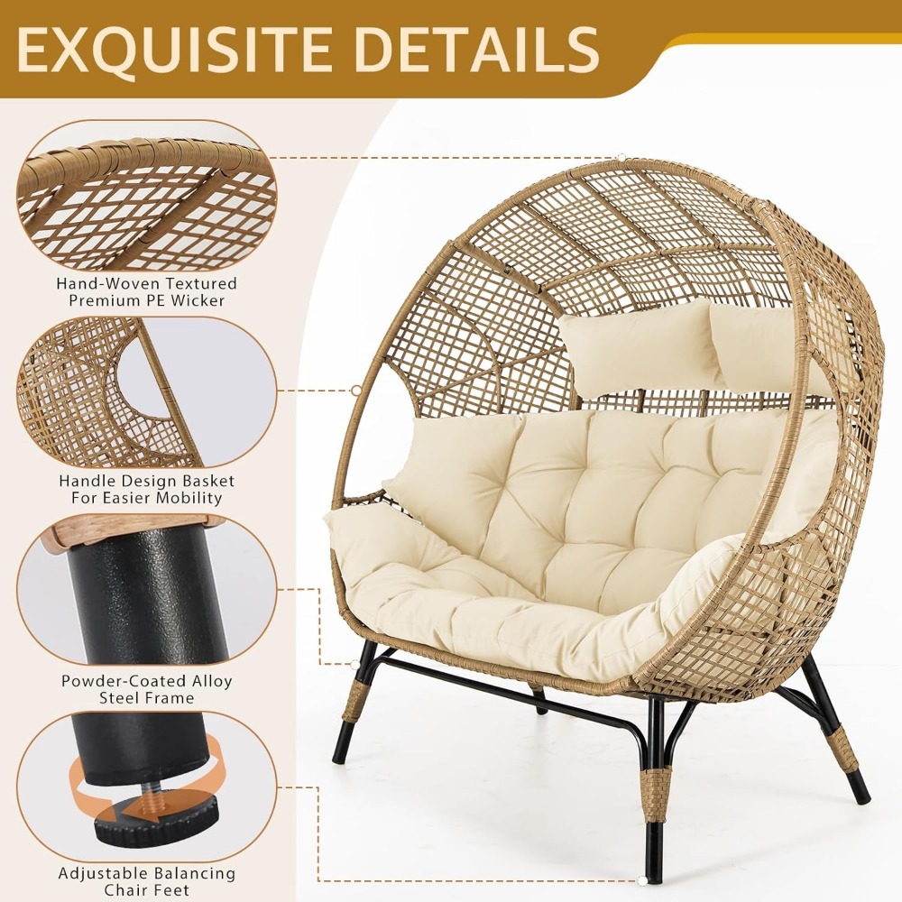Double Egg Chair Indoor Outdoo – Outdoor Furniture No Cushions Bewertung und Preis