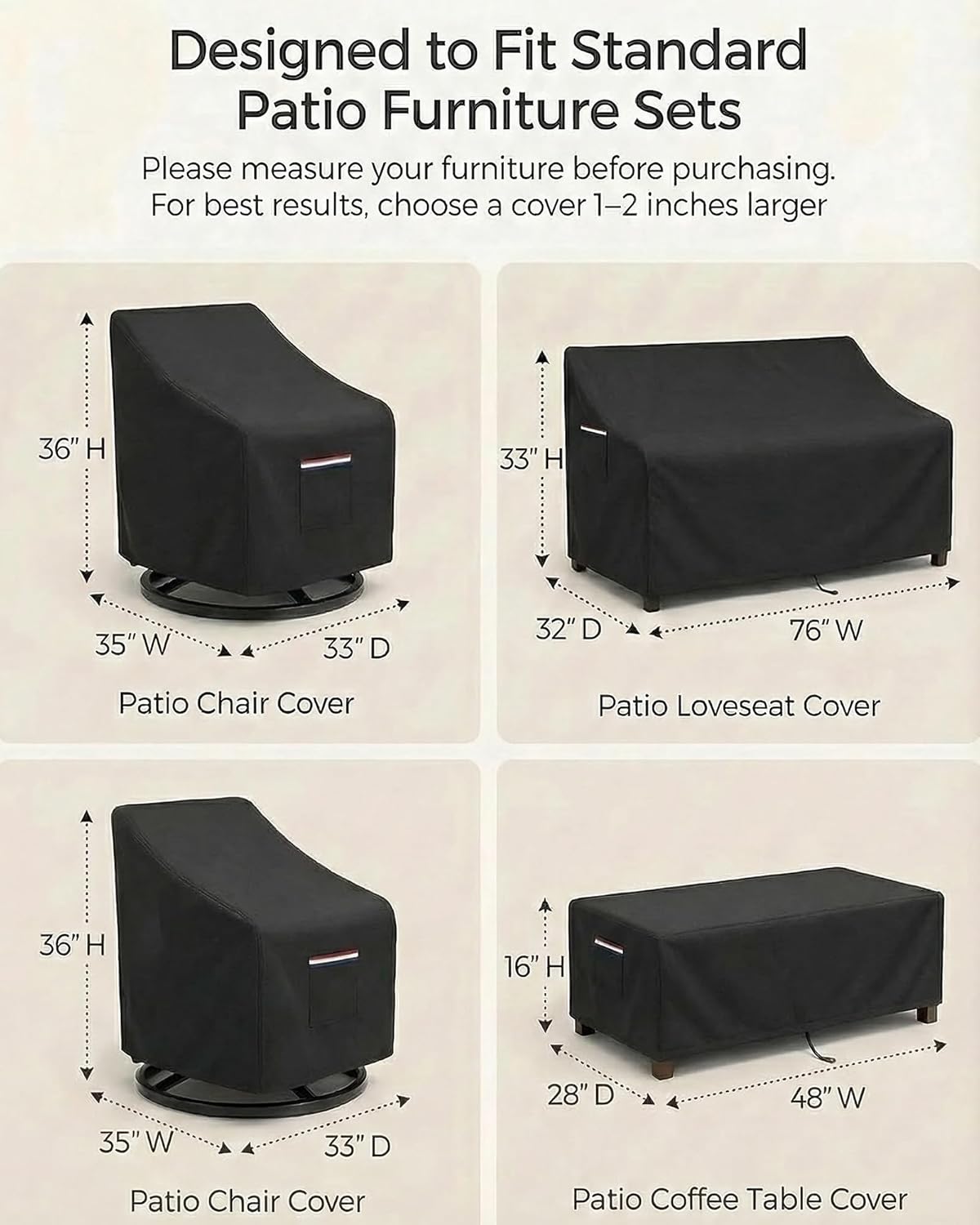 4-Piece Patio Furniture Cover  – Outdoor Furniture Heavy Duty Bewertung und Preis