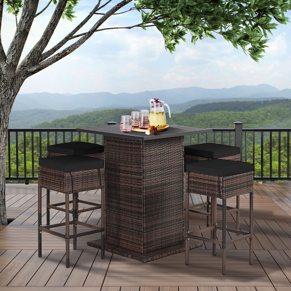 5 Piece Outdoor Rattan Bar Set – Outdoor Furniture No Cushions Bewertung und Preis