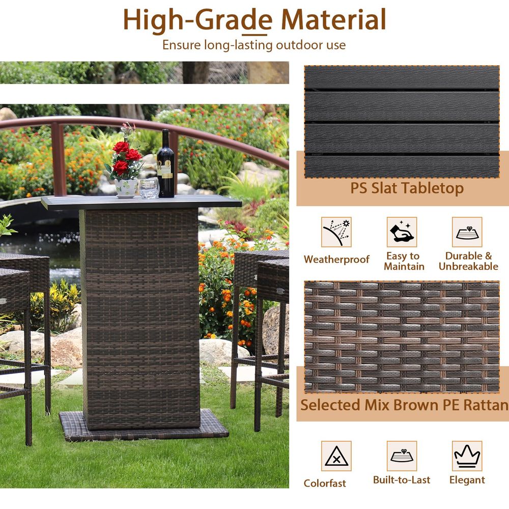 5 Piece Outdoor Rattan Bar Set – Outdoor Furniture No Cushions Bewertung und Preis