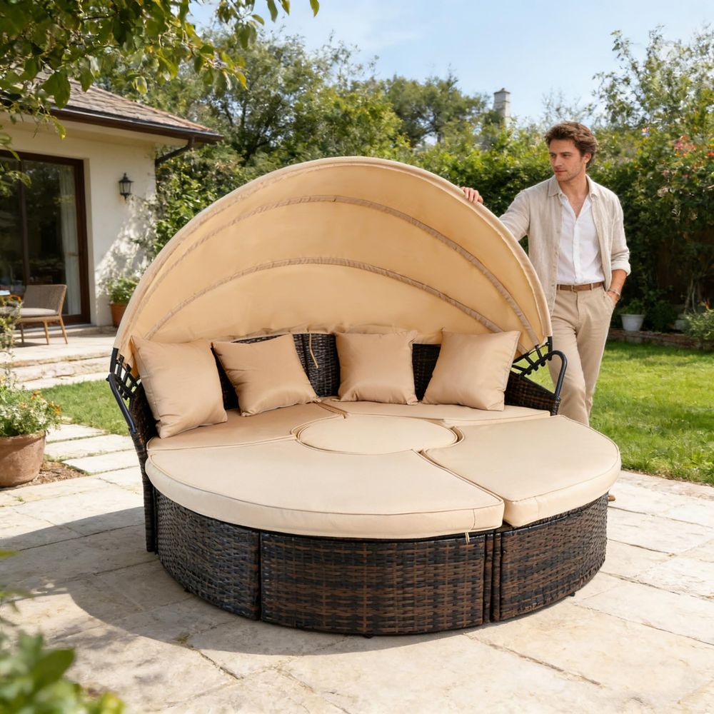 Outdoor Patio Round Daybed wit – Outdoor Furniture Patio Bewertung und Preis