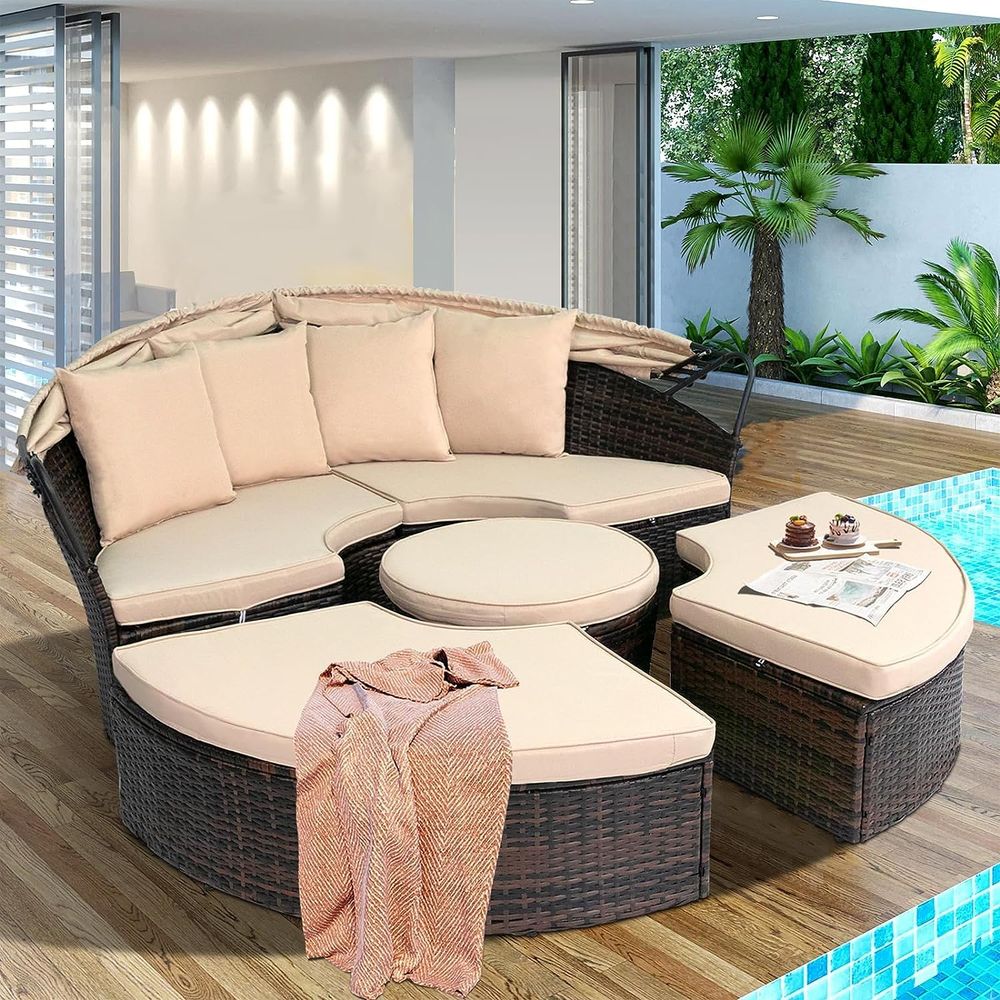 Outdoor Patio Round Daybed wit – Outdoor Furniture Patio Bewertung und Preis