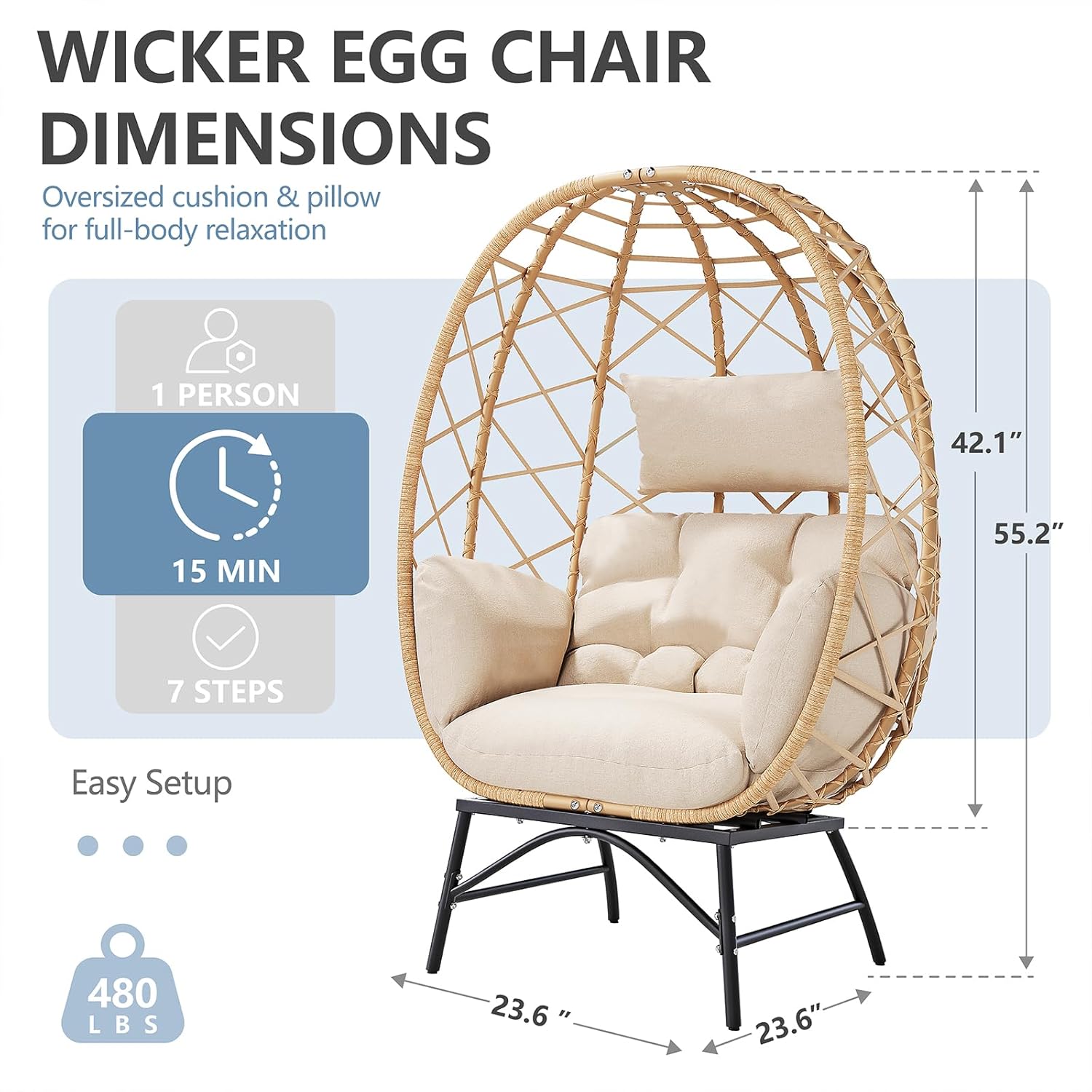 Wicker Egg Chair Outdoor, Over – Outdoor Furniture No Cushions Bewertung und Preis
