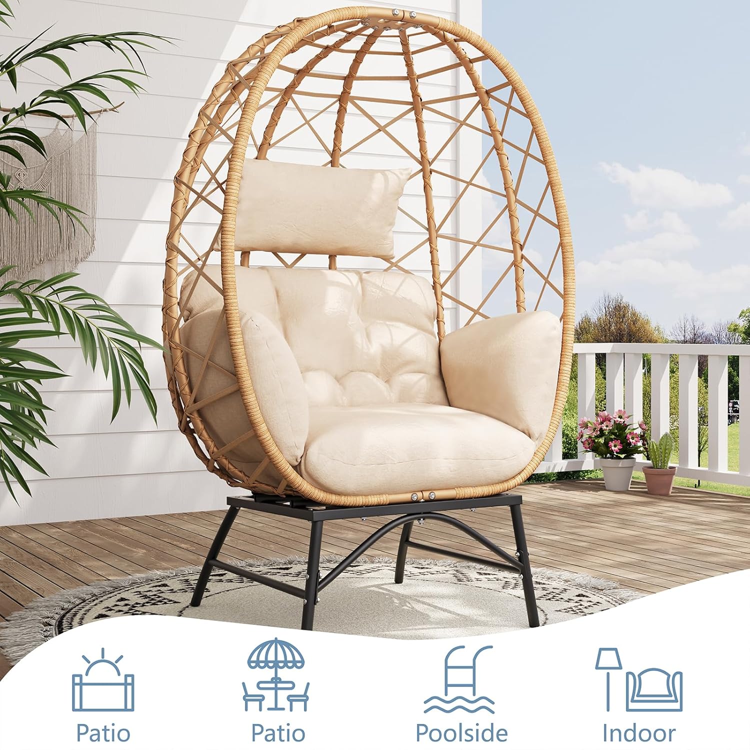 Wicker Egg Chair Outdoor, Over – Outdoor Furniture No Cushions Bewertung und Preis