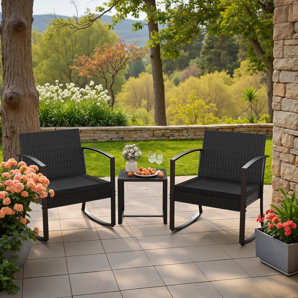 3 Piece Patio Bistro Set Rocki – Outdoor Furniture No Cushions Bewertung und Preis