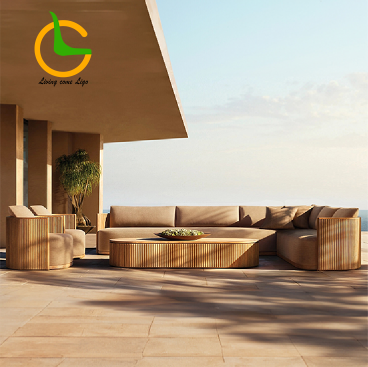 Luxury L-shaped Teak Wood Outd – Outdoor Furniture Durable Bewertung und Preis